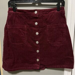 Twik Burgundy Corduroy Mini Skirt